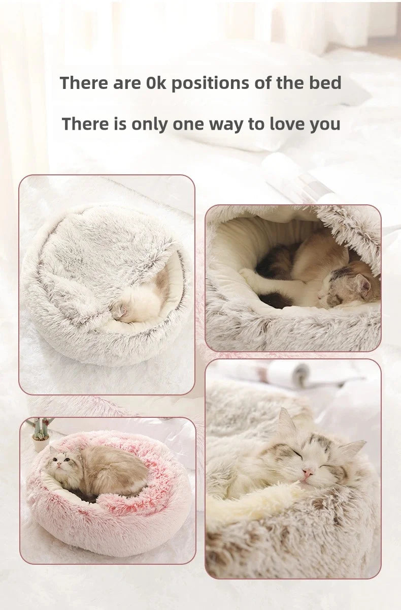 Lit Semi-Ouvert en Peluche pour Chats et Chiens