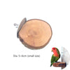 Sección transversal de una percha de madera natural para pájaros, mostrando la veta y el corte final.