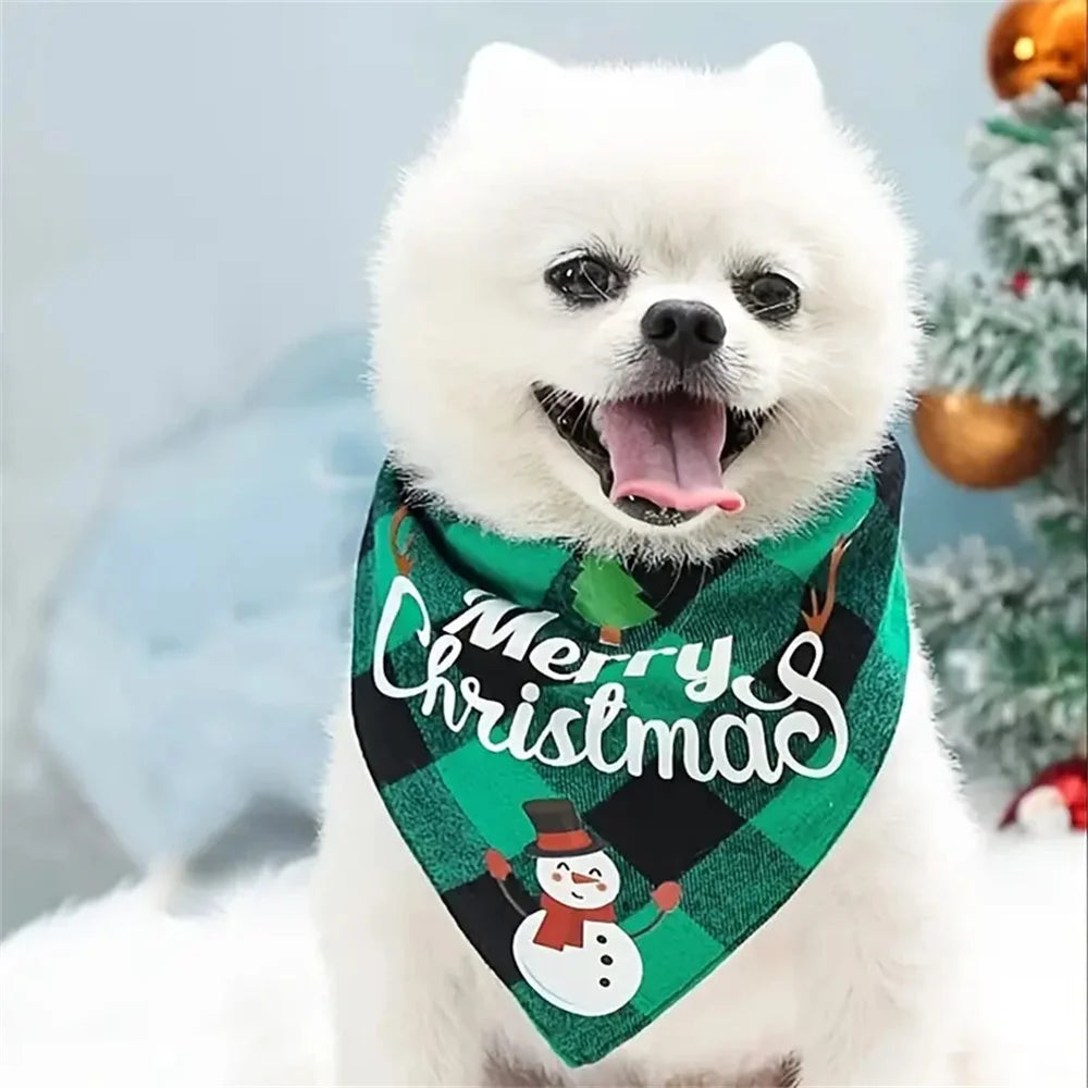 Christmas Triangle Dog Bandana Scarf with Adjustable Fit