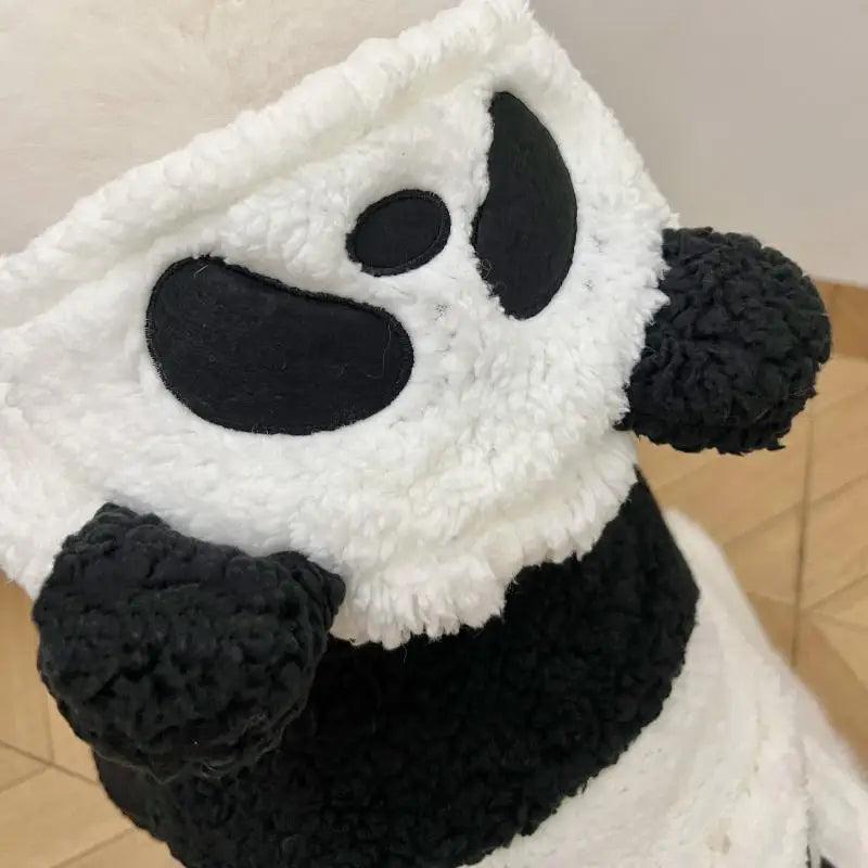 Panda Design Hooded Fleece Dog Coat – Warm Winter Jumpsuit for Small & Medium Breeds