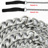 Silver heavy-duty anti-chew metal dog leash with soft black handle and various chain lengths