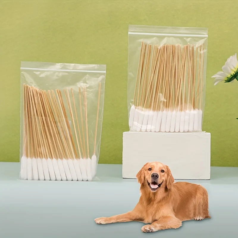 Extra-Long Double-Tipped Cotton Swabs for Pet Ear Care