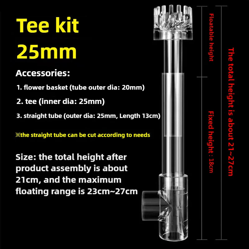 Clear Aquarium Skimmer with Acrylic Lily Pipe Inflow Outflow