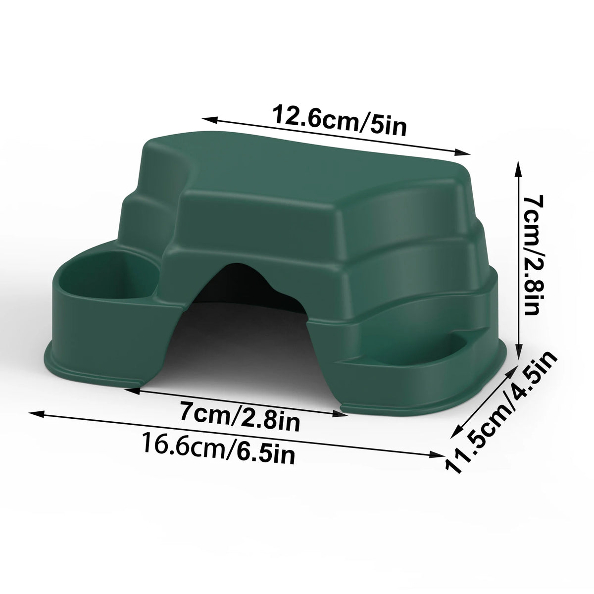 Reptile Hide Cave Decor with 2 Food Bowls