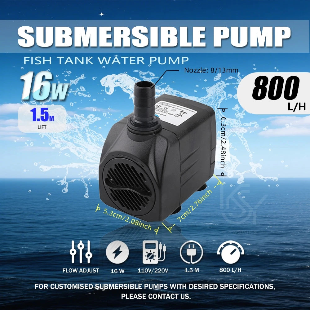 Adjustable Submersible Aquarium Water Pump – Ultra-Quiet Ceramic Shaft