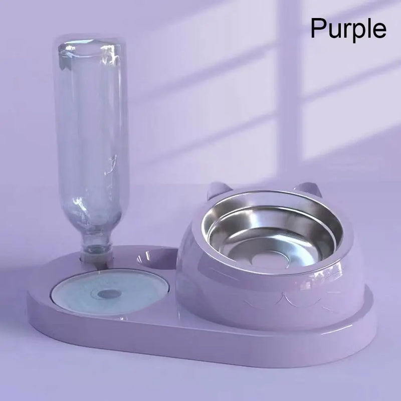 2-in-1 Pet Water Dispenser and Food Bowl