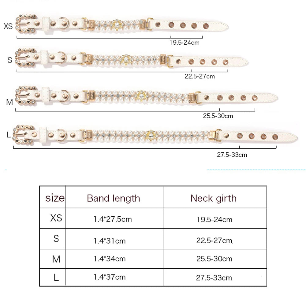 Pearl Crystal Pet Collar Necklace for Cats and Small Dogs