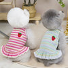 Summer Suspender Dog Dress - Striped Strawberry Print