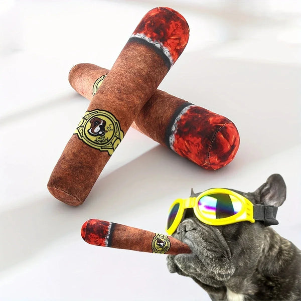 Plush Squeaky Cigar Dog Toy