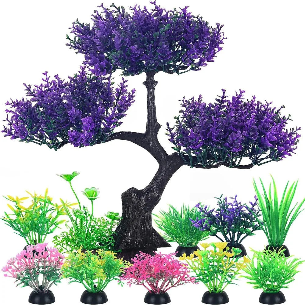 Lifelike Artificial Aquarium Plants – Set of 10