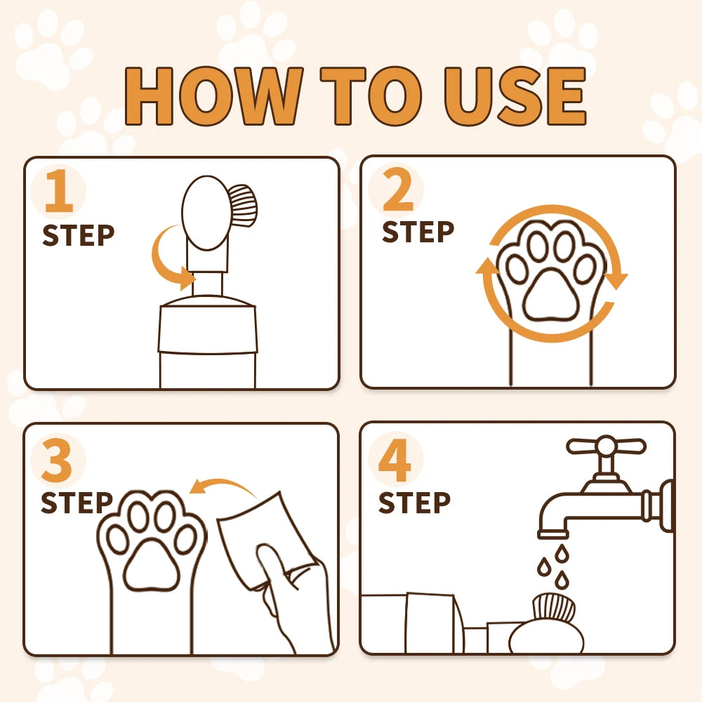 Waterless Paw Foam Cleaner with Built-In Silicone Brush