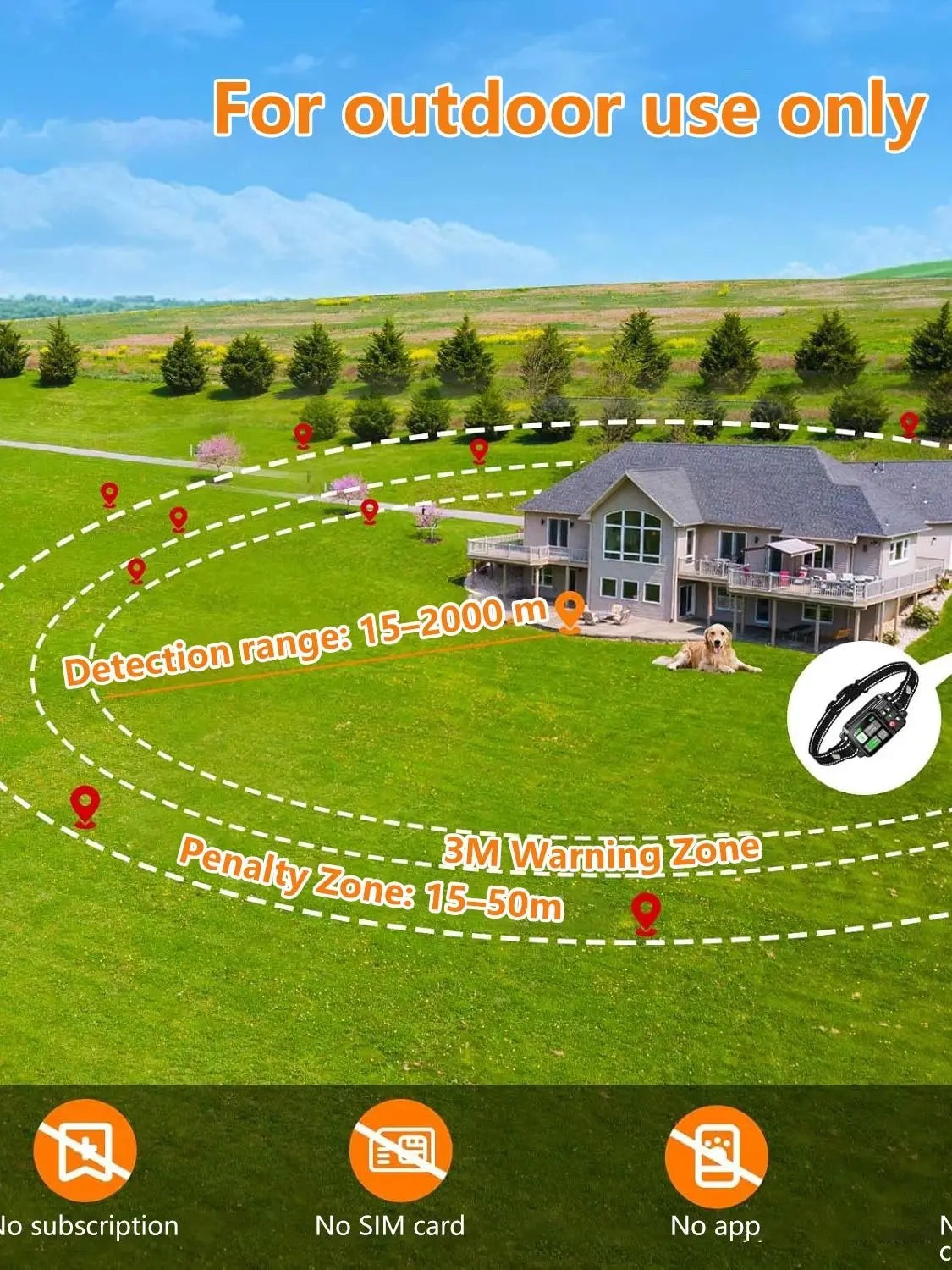 GPS Wireless Dog Fencing System with Adjustable Boundary Range