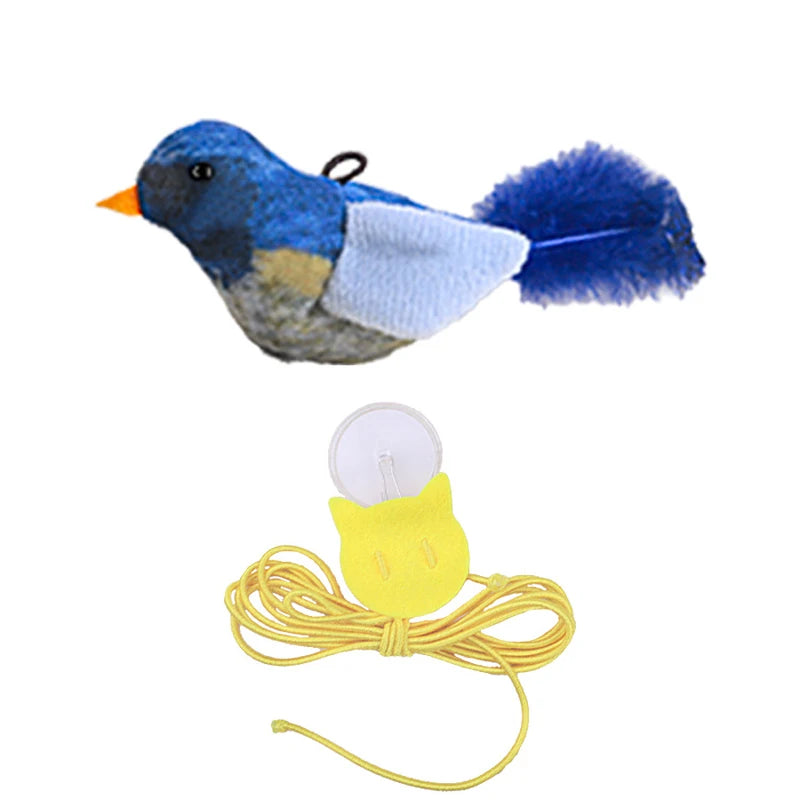 Realistisch wirkender Plüsch-Vogel-Katzenspielzeug mit Federn