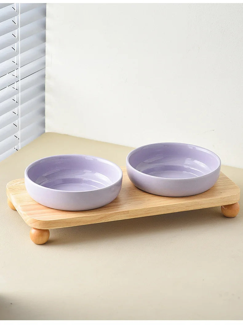 Elevated Ceramic Cat & Dog Bowl with Stand – 2-in-1 Food and Water Feeder