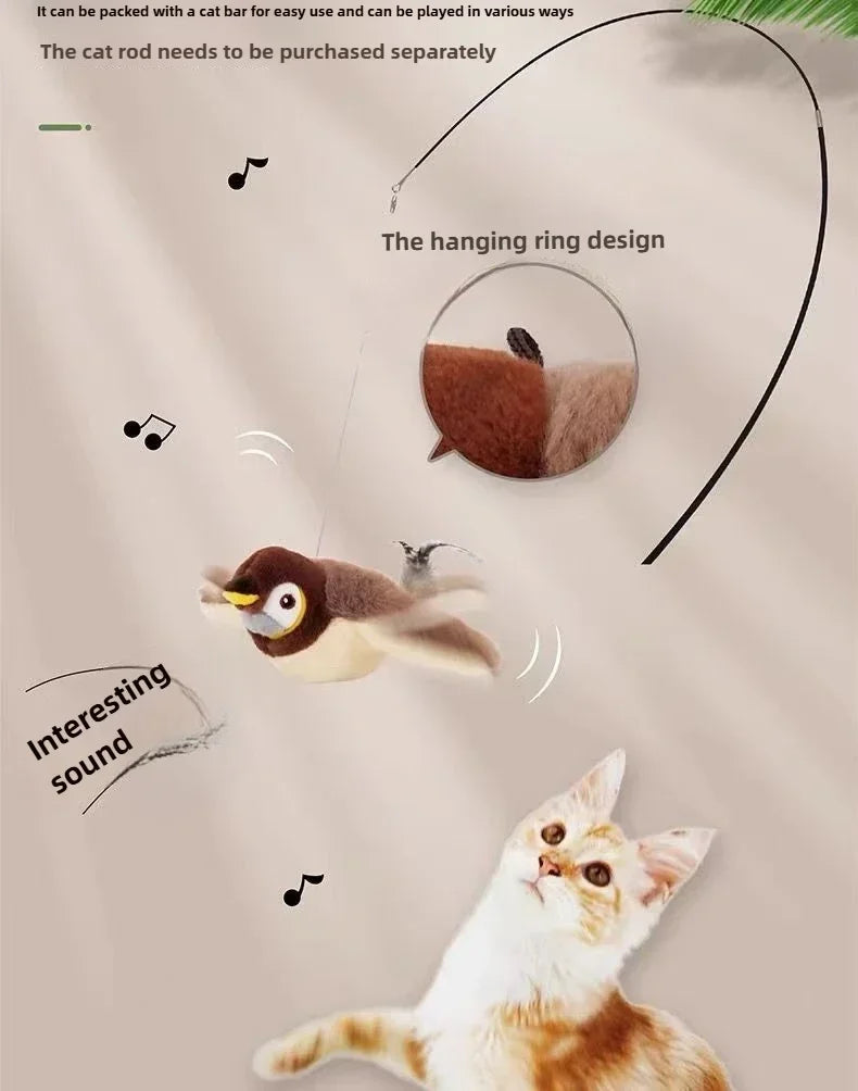 Rechargeable Chirping Bird Cat Toy with Catnip