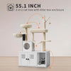 2-in-1 Cat Tree with Hidden Litter Box Enclosure, White