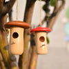 Wooden Hanging Hummingbird House with Natural Finish