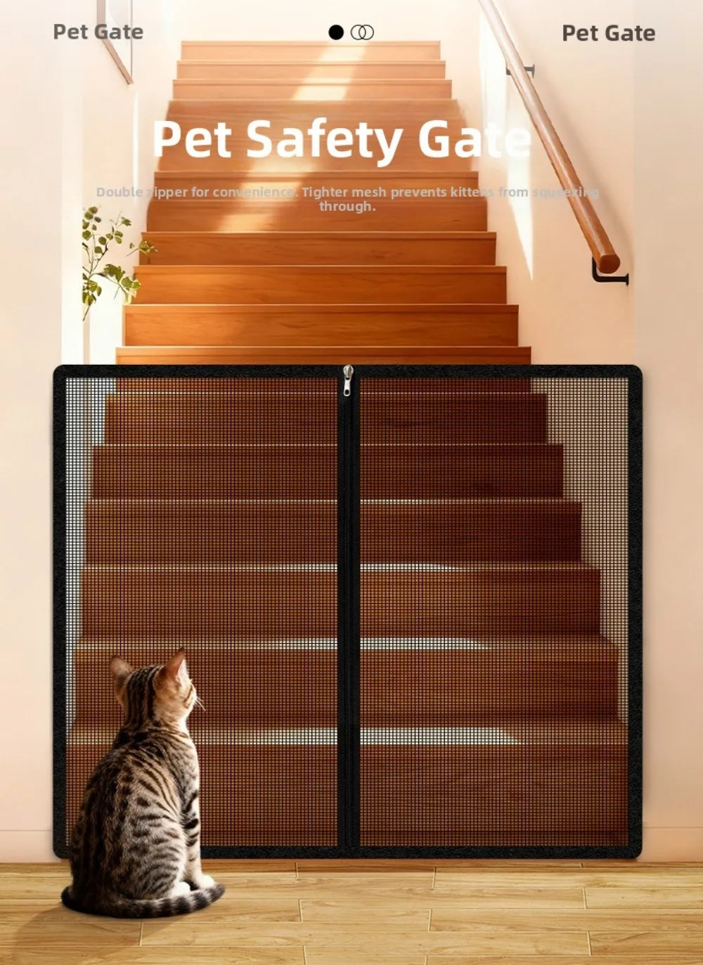 Breathable Metal Mesh Pet Barrier Gate with Zipper Door