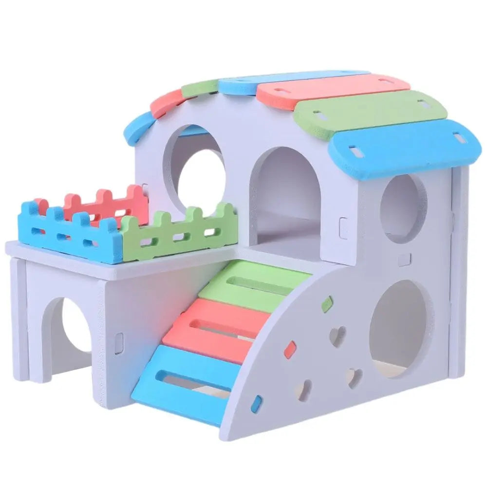 Rainbow Staircase Wooden Hamster House with DIY Assembly Kit