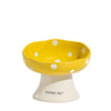 Ceramic Mushroom Cat Bowl with Raised Edge