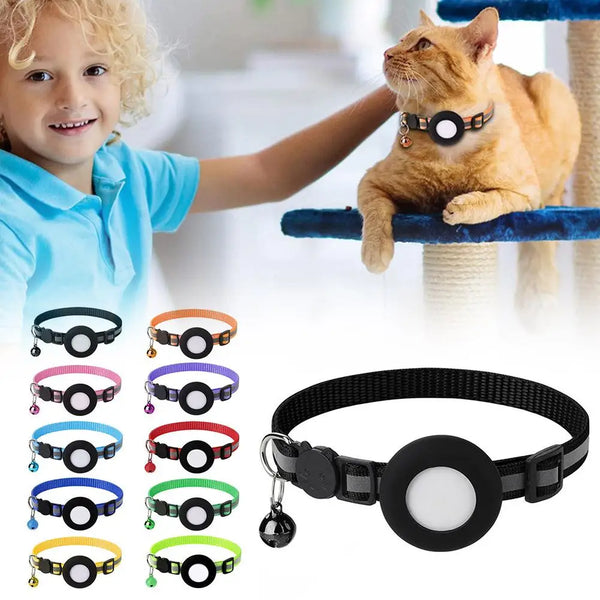 Reflective Cat Collar with AirTag Case