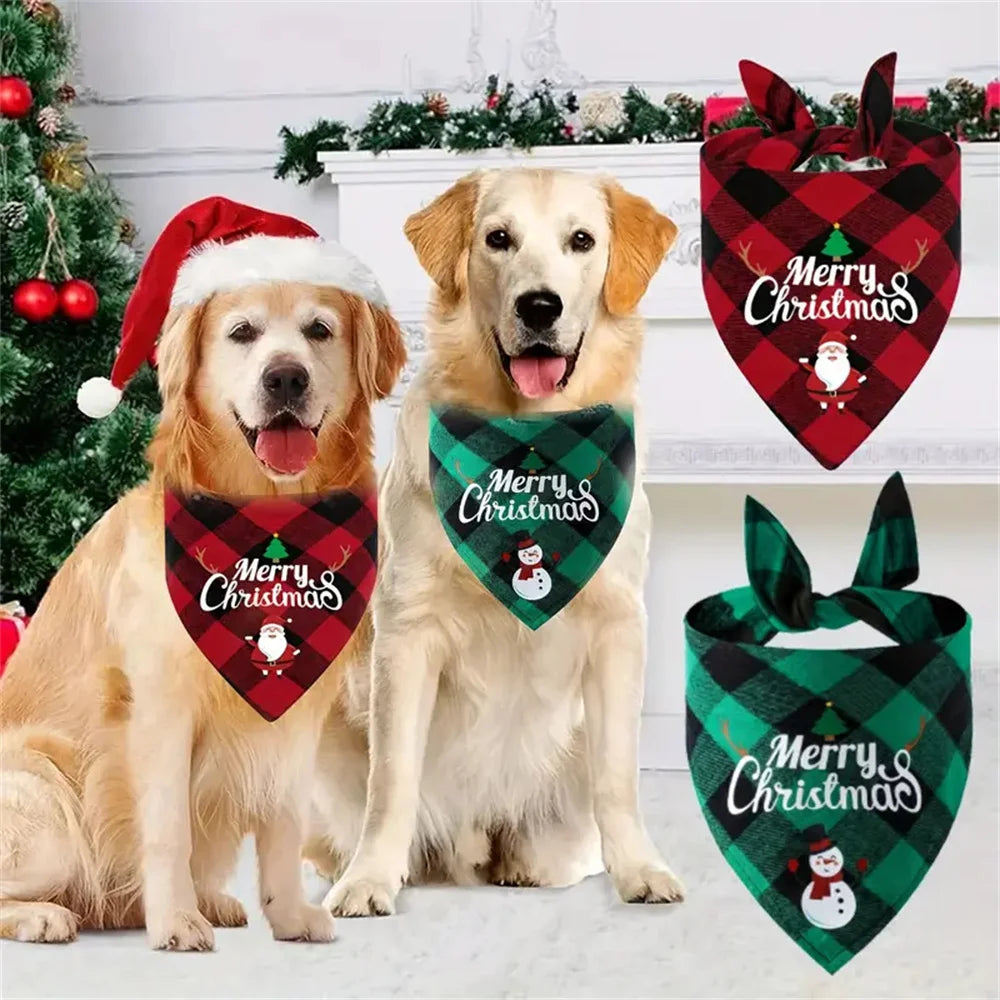 Christmas Triangle Dog Bandana Scarf with Adjustable Fit
