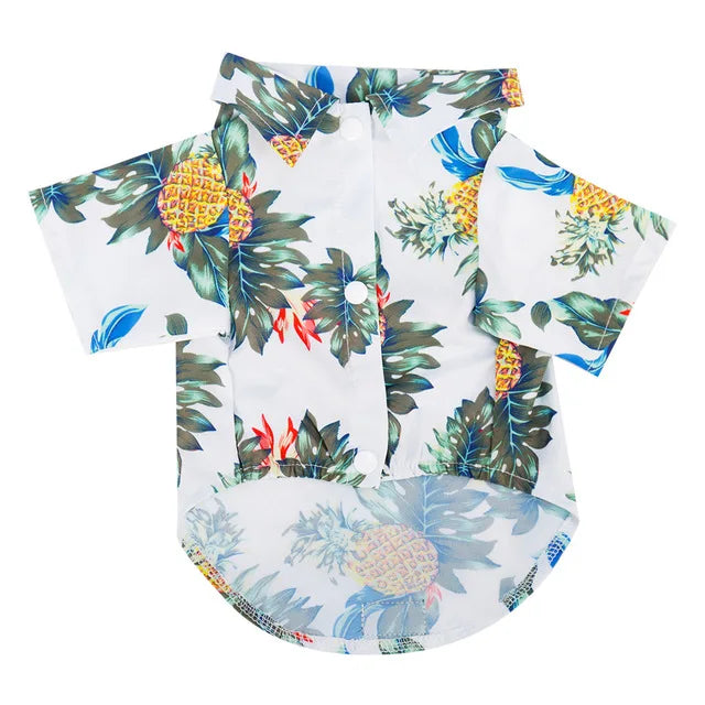 Hawaiian Leaf Print Summer Shirt for Small Dogs & Cats