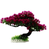 Lifelike artificial aquarium plant shaped like a vibrant pink and purple pine tree