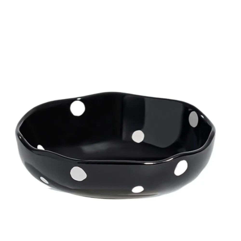 Ceramic Mushroom Cat Bowl with Raised Edge