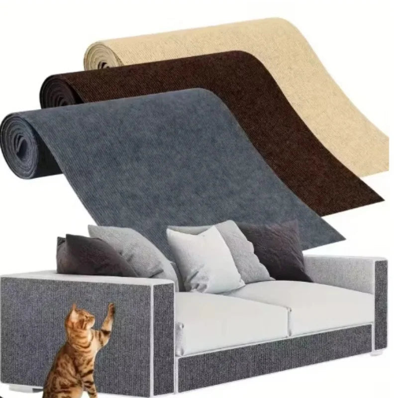 Trimmable Self-Adhesive Cat Scratching Mat for Furniture & Wall Protection