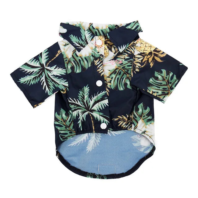 Hawaiian Leaf Print Summer Shirt for Small Dogs & Cats