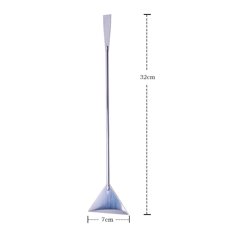 Edelstahl-Aquarienreinigungswerkzeug mit langem Griff und breiter, spitzer Basis