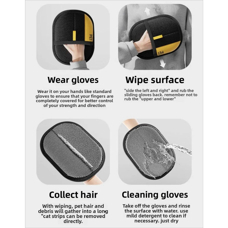 Guantes y Cepillo Estático para Aseo de Mascotas