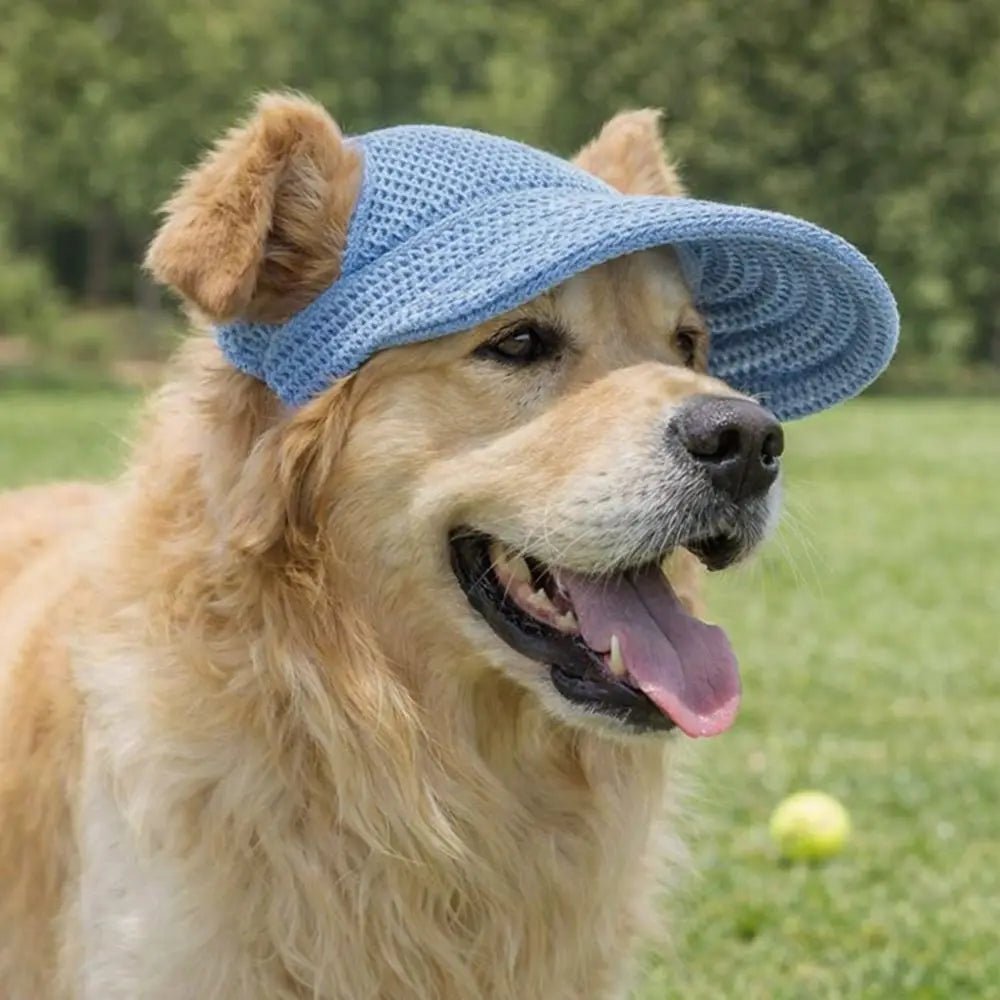 Breathable Pet Sun Hat with Ear Holes and Adjustable Strap