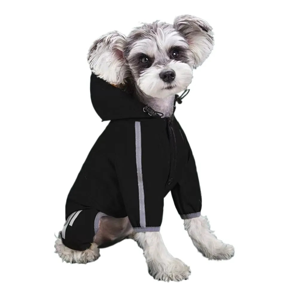 Waterproof Dog Raincoat with Reflective Hood and Leash Opening