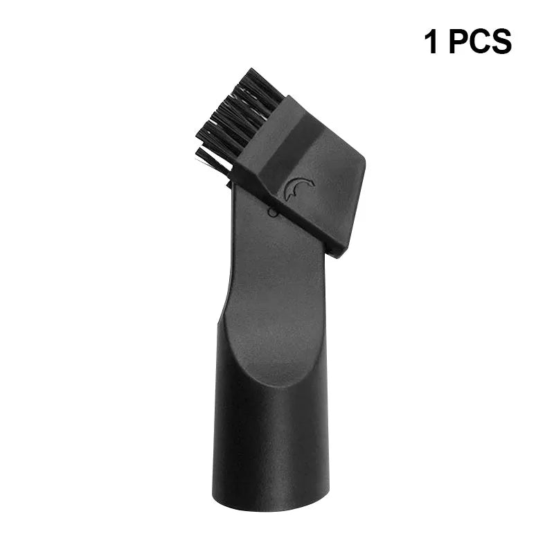 Black vacuum cleaner crevice nozzle brush with adapter