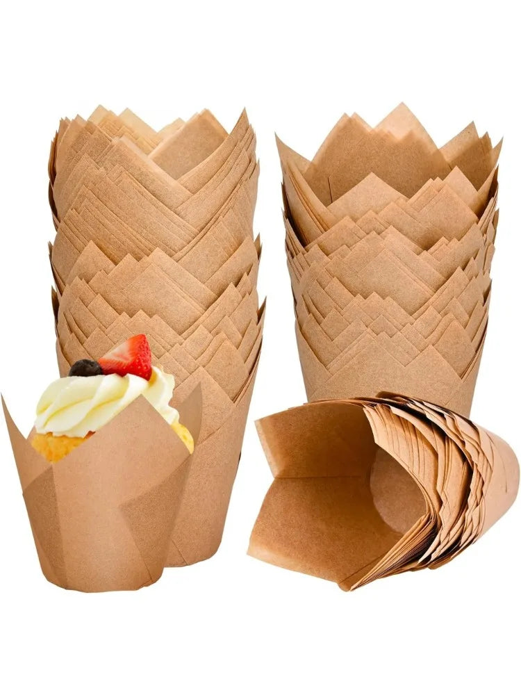 Natural Unbleached Tulip Cupcake Liners (100-Pack)