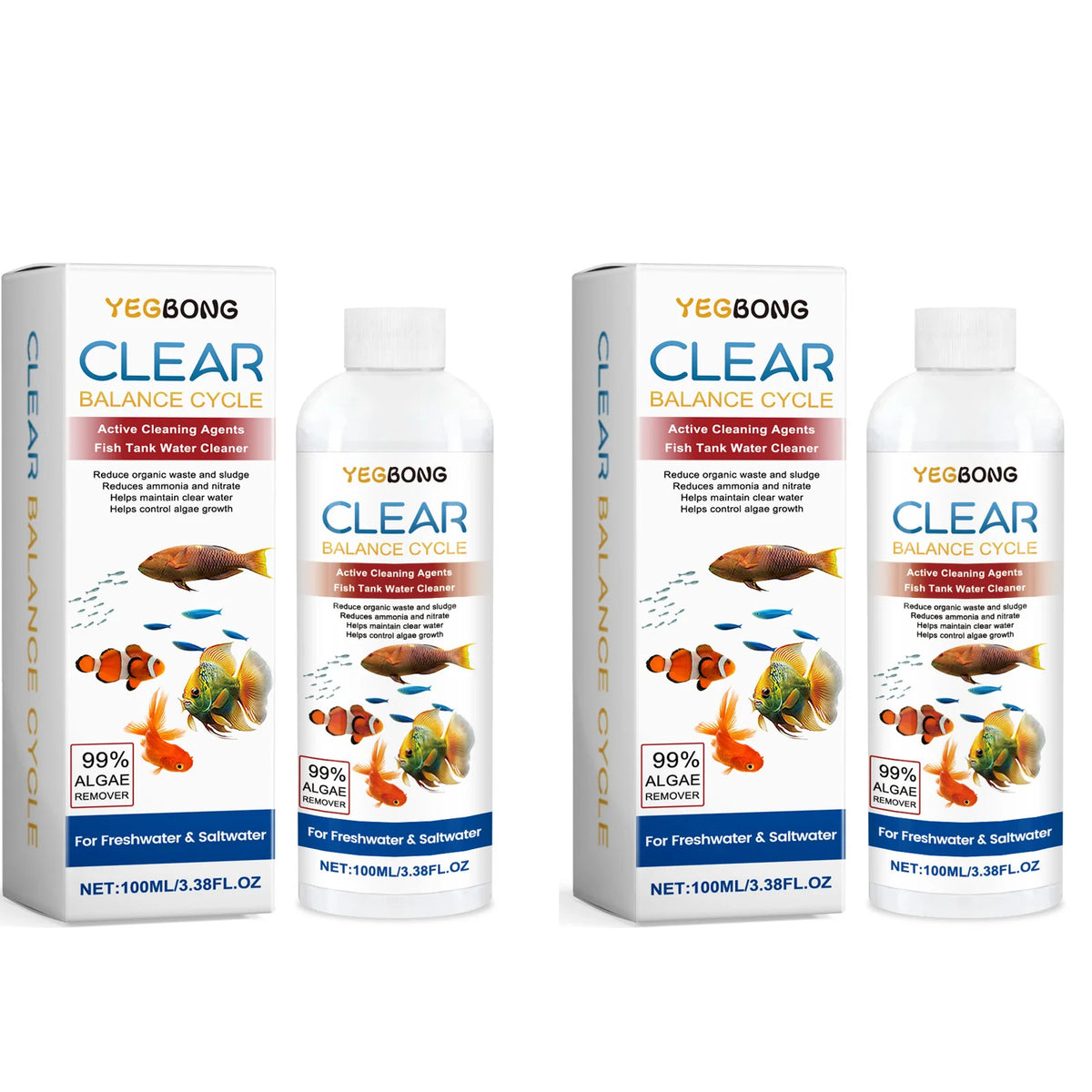 Drei Flaschen Yegbong Clear Balance Cycle aktive Reinigungsmittel für Fischtankwasser