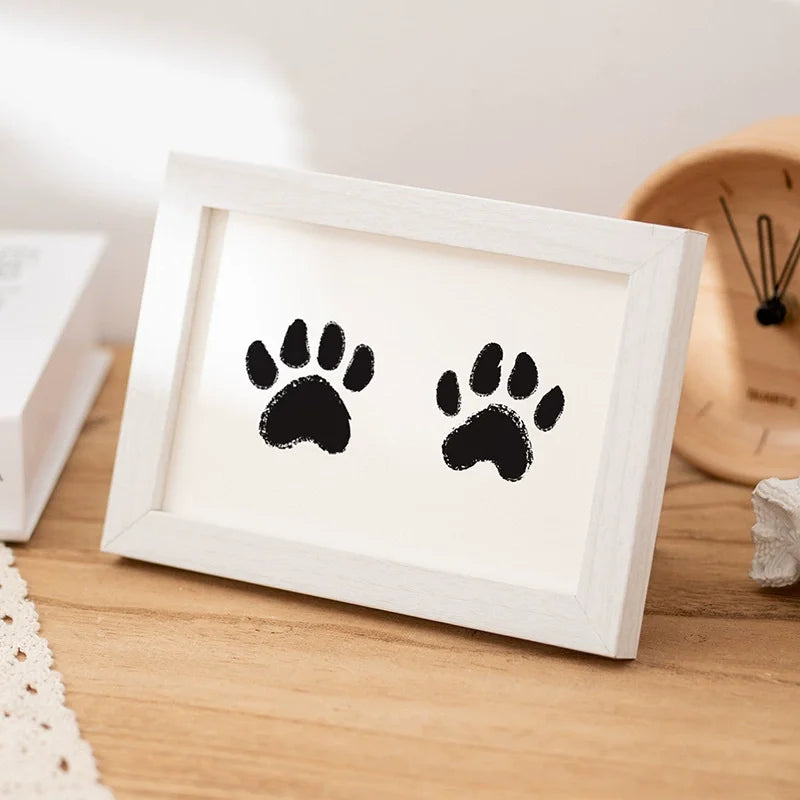 Wooden Baby Handprint & Pet Paw Print Keepsake Frame with Imprint Kit