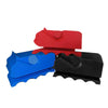 Three handheld cardboard strip cutters in red, blue, and black for DIY projects