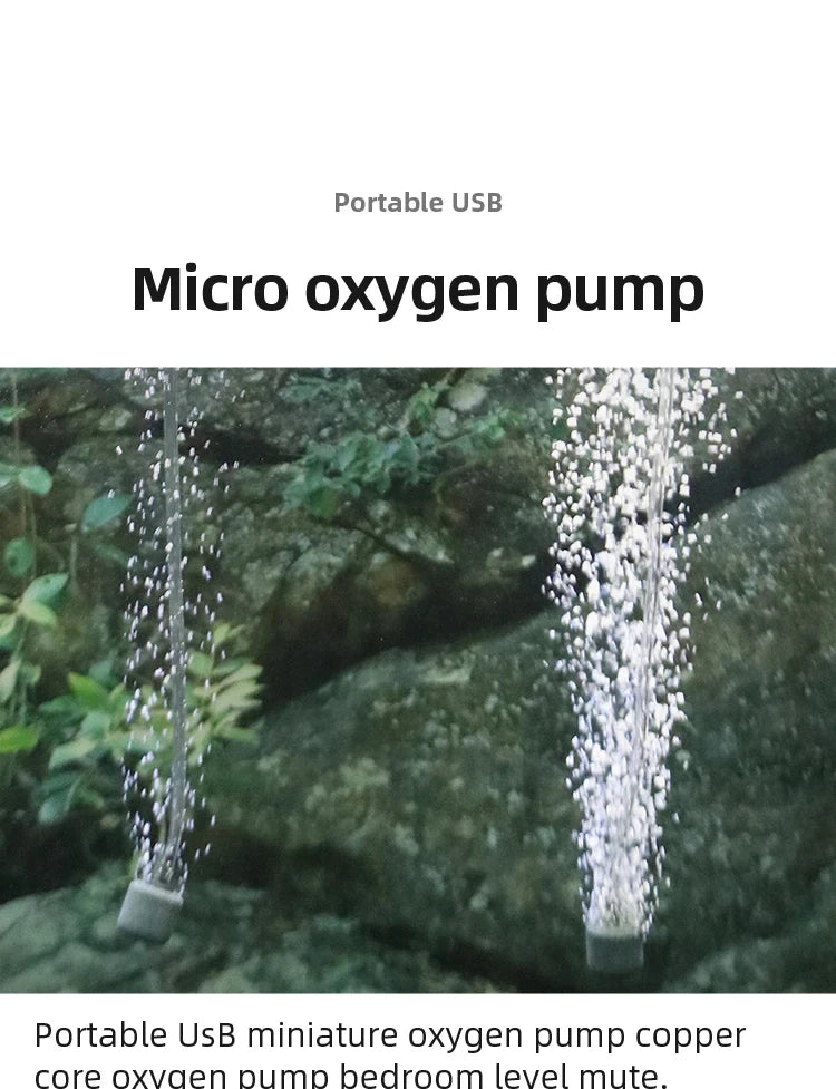 Pompe à Oxygène pour Aquarium Rechargeable par USB et Portable