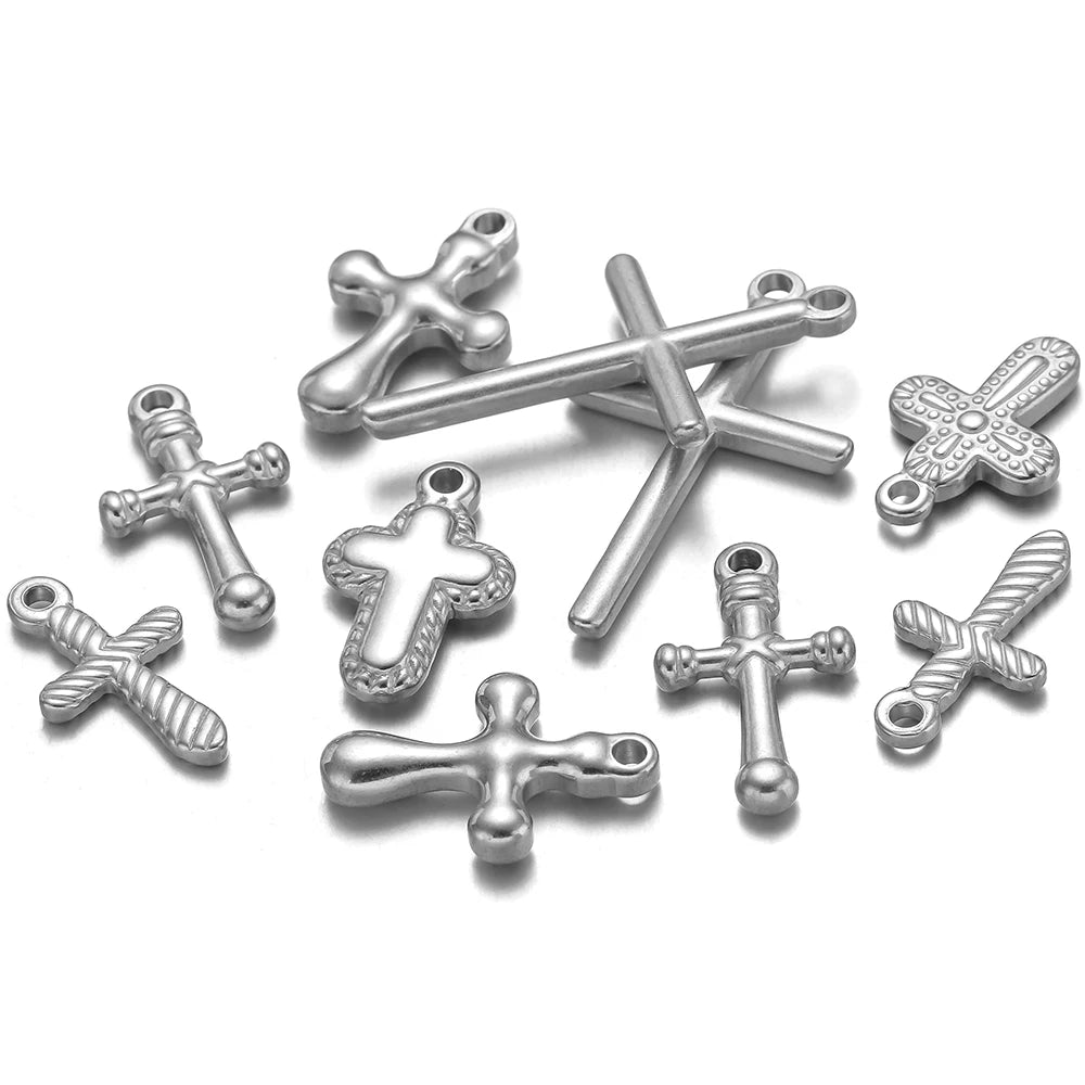 A set of silver vintage cross charms for DIY jewelry making