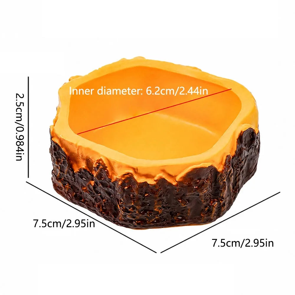 Reptile Feeding and Water Bowl with Natural Tree Stump Design