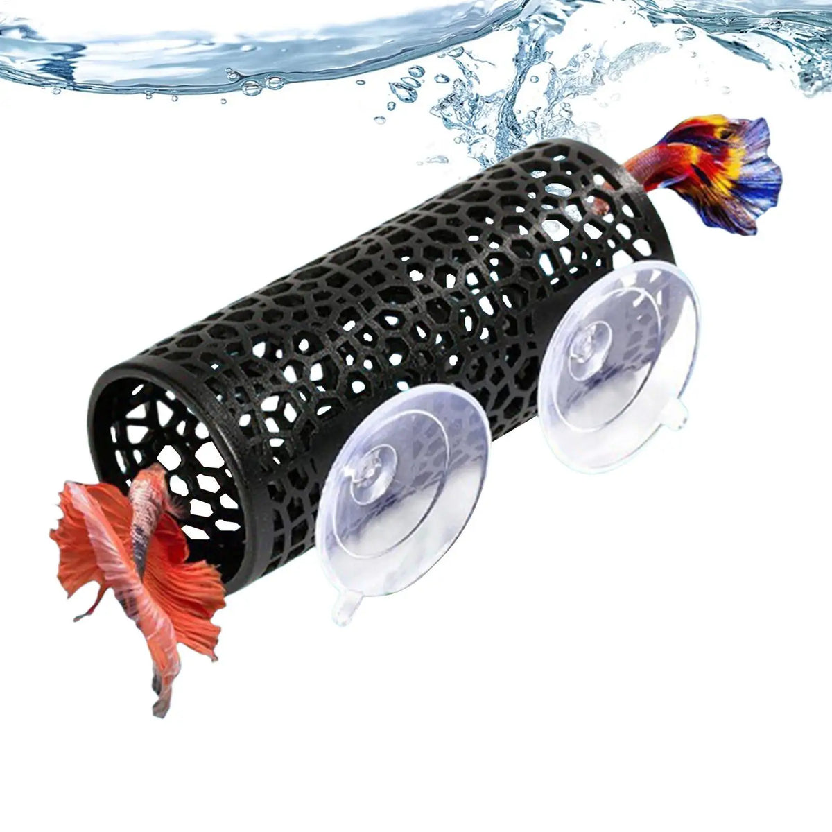 Aquarium Hideout Tube with Suction Cup for Betta and Small Fish