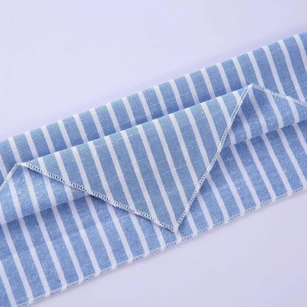 Blue White Striped Cotton Dog Bandana with Adjustable Fit