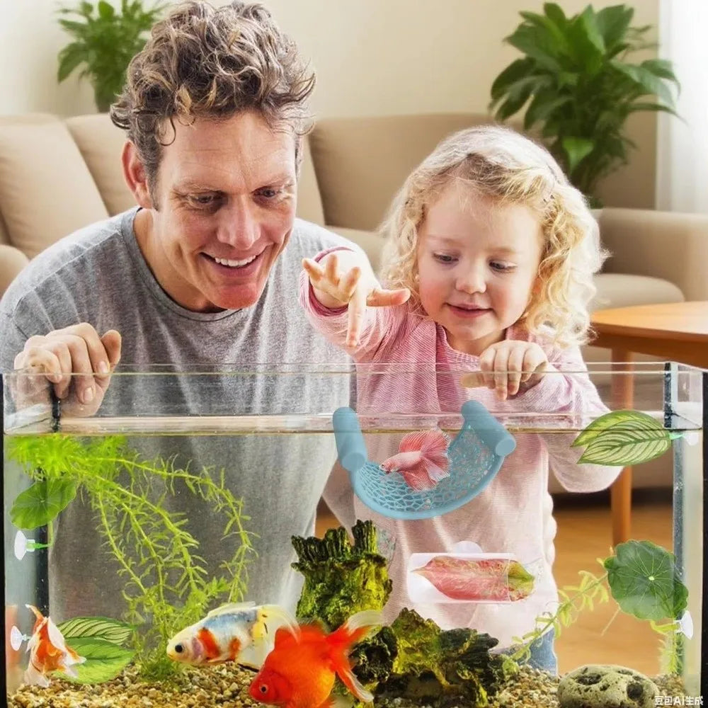 Floating Betta Fish Hammock with Resting Platform for Low-Flow Aquariums