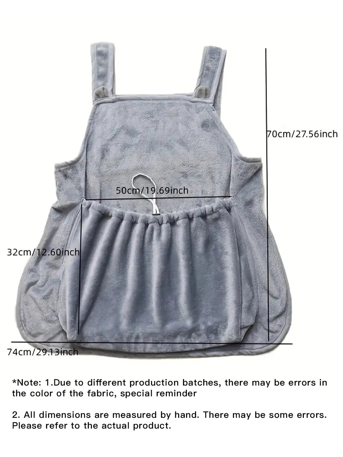 Tablier de transport poilu gris pour petits chats et chiens.