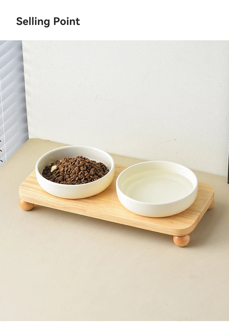 Elevated Ceramic Cat & Dog Bowl with Stand – 2-in-1 Food and Water Feeder