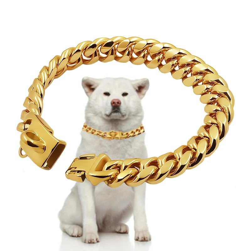 Stainless Steel Cuban Link Dog Collar