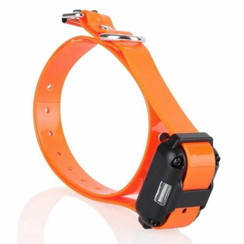 Orange long-range dog training collar with remote control and shock features